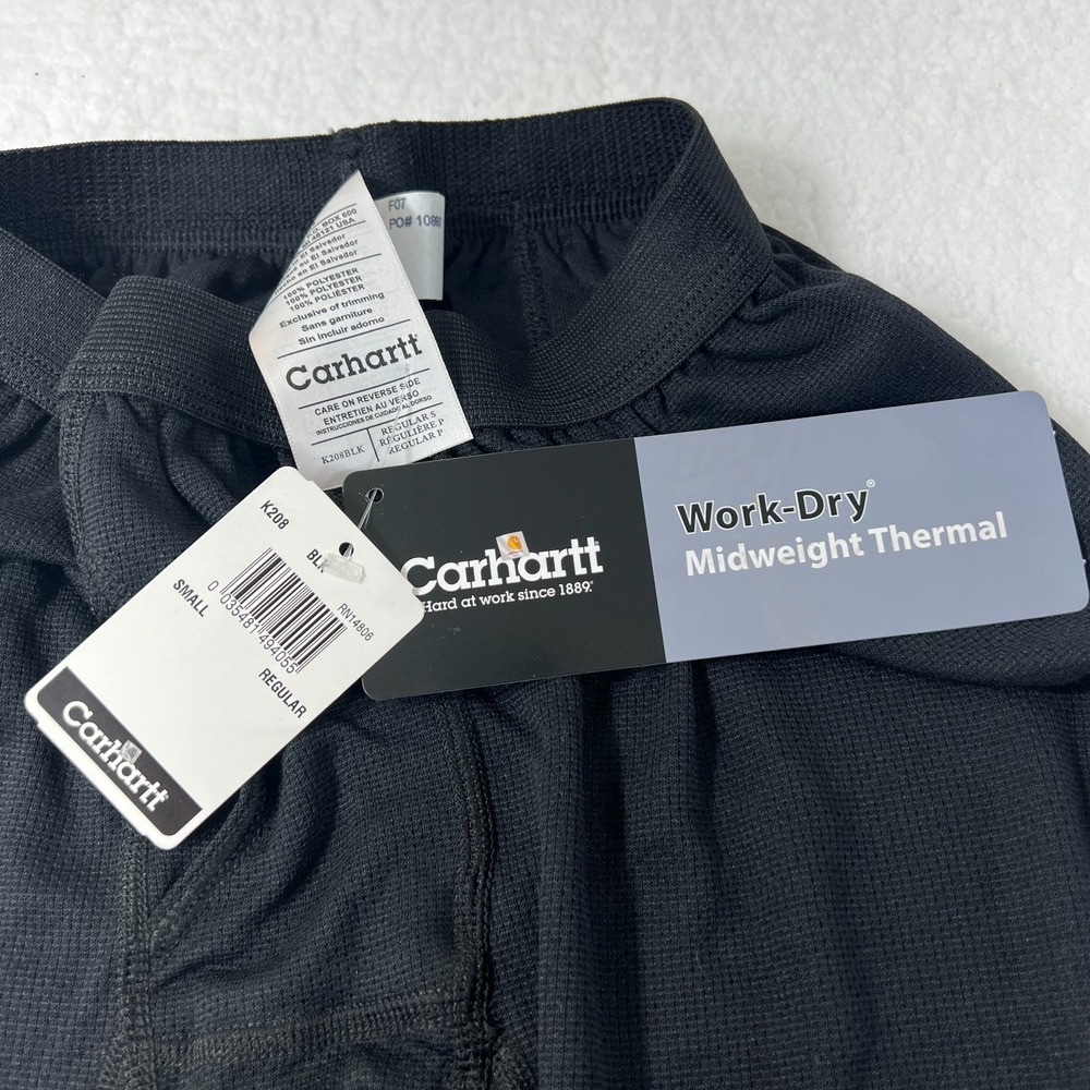 Carhartt Heavyweight Thermal Polyester Crewneck Bottom Black Men's Sz S VTG NWT - Picture 8 of 16